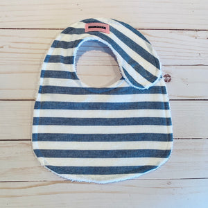 Denim Blue and White Stripe Baby Bib