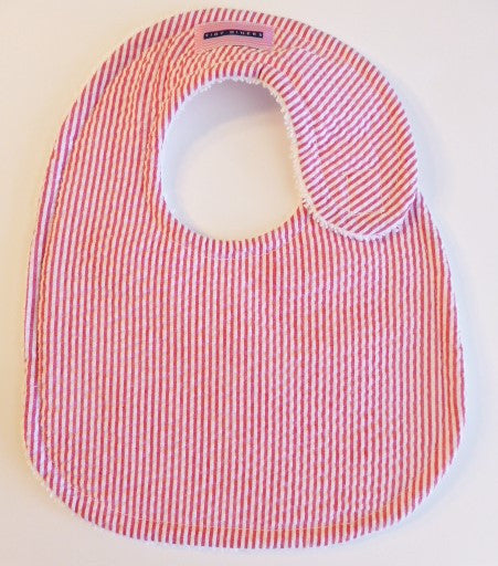 Red & White Striped Seersucker Bib