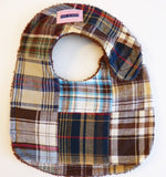 Brown & Light Blue Madras Bib