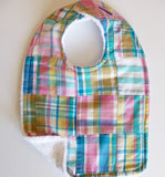 Pink, Aqua & Teal Madras Bib