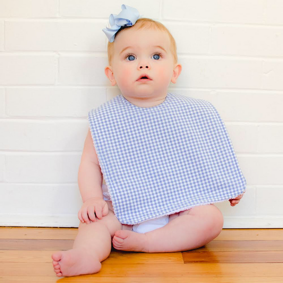 Periwinkle Blue Gingham Baby Bib