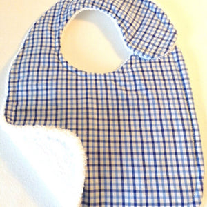 Blue and White Plaid Bib