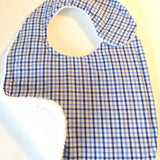 Blue and White Plaid Bib