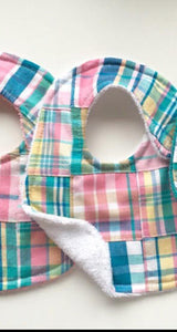 Pink, Aqua & Teal Madras Bib