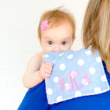 Periwinkle With Big White Dots Bib & Burp Pad Gift Set